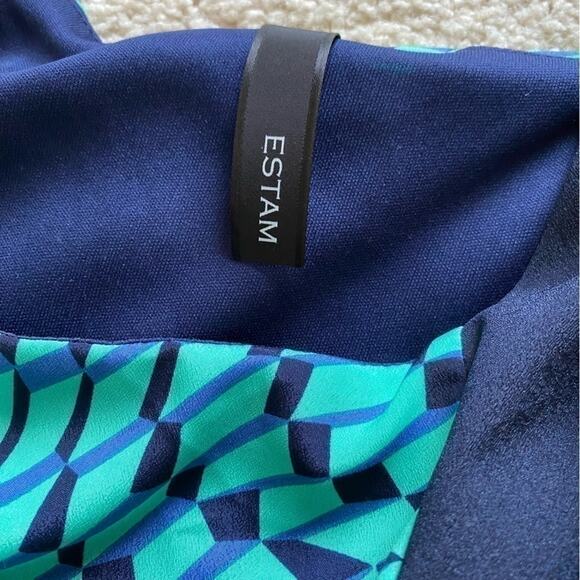 Estam Blue Green Sleeveless Round Neck Lightweight A-Line Mini Dress USA Size M - Picture 5 of 5